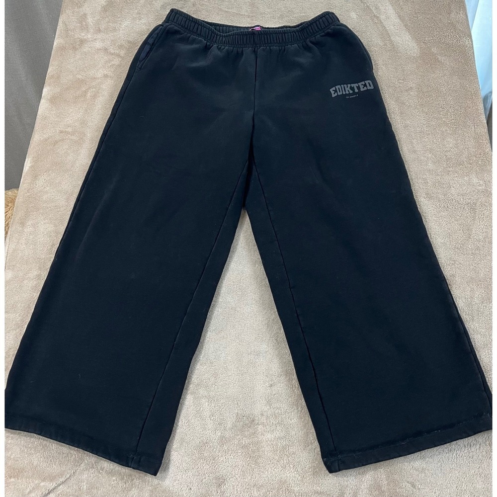 Edikted La Sweatpants Wide Leg Sweatpants Men's Size Large Black Cotton EUC